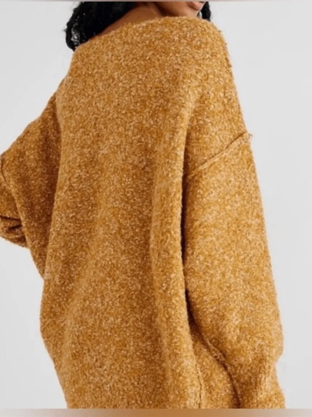 Free People Moira Slouchy Tunic Sweater Mustard Yellow Wool Blend Sz S
